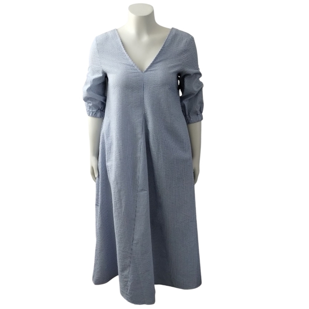 Native Youth Women's Small Seersucker Maxi Resort Cottagecore Minimalist Dress